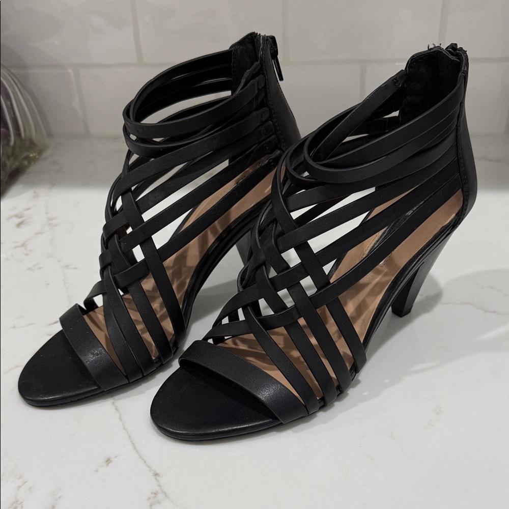 INC International Concepts Black Strappy Heels